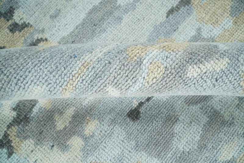 8x10 Hand Knotted Silver and Beige Modern Abstract Low Pile Contemporary Wool Rug | TRD2652