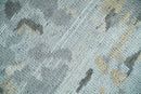 8x10 Hand Knotted Silver and Beige Modern Abstract Low Pile Contemporary Wool Rug | TRD2652