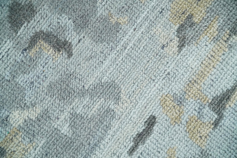 8x10 Hand Knotted Silver and Beige Modern Abstract Low Pile Contemporary Wool Rug | TRD2652
