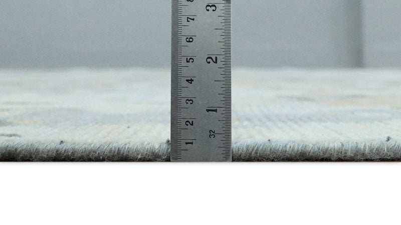 8x10 Hand Knotted Silver and Beige Modern Abstract Low Pile Contemporary Wool Rug | TRD2652