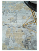 8x10 Hand Knotted Silver and Beige Modern Abstract Low Pile Contemporary Wool Rug | TRD2652