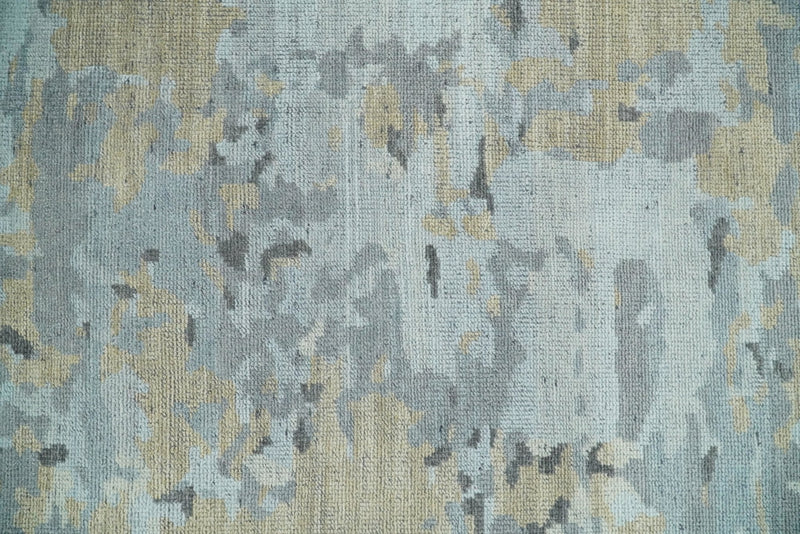 8x10 Hand Knotted Silver and Beige Modern Abstract Low Pile Contemporary Wool Rug | TRD2652