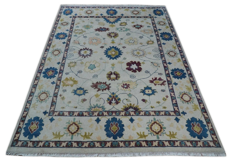 8x10 Hand Knotted Silver and Brown Traditional Vintage Persian Style Antique Wool Rug | TRDCP759810