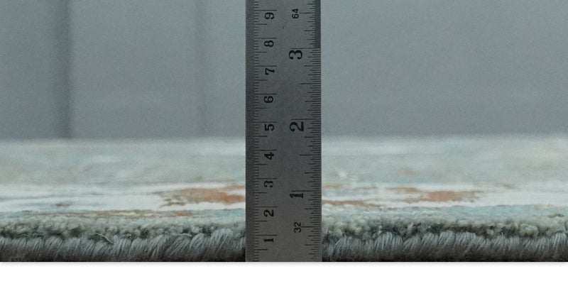 8x10 Hand Knotted Silver and Ivory Oriental Oushak Wool Rug