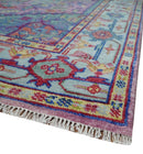 8x10 Hand Knotted Silver, Purple and Green Traditional Wool Rug