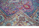 8x10 Hand Knotted Silver, Purple and Green Traditional Wool Rug