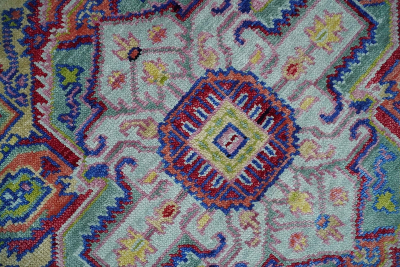 8x10 Hand Knotted Silver, Purple and Green Traditional Wool Rug