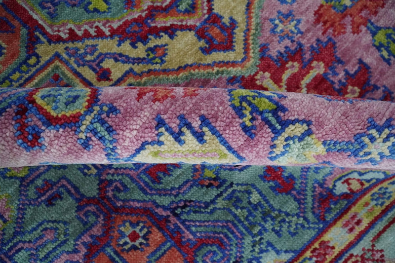 8x10 Hand Knotted Silver, Purple and Green Traditional Wool Rug