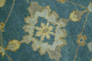 8x10 Hand Knotted Teal and Olive Traditional Oriental Oushak wool area rug