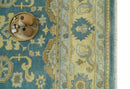 8x10 Hand Knotted Teal and Olive Traditional Oriental Oushak wool area rug