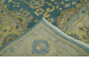 8x10 Hand Knotted Teal and Olive Traditional Oriental Oushak wool area rug