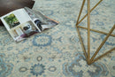 Vintage 8x10 Hand Knotted Traditional Ivory and Blue Oxidized Textured Low Pile Wool Rug | TRD1650810