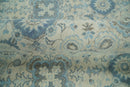 Vintage 8x10 Hand Knotted Traditional Ivory and Blue Oxidized Textured Low Pile Wool Rug | TRD1650810
