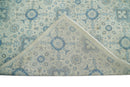 Vintage 8x10 Hand Knotted Traditional Ivory and Blue Oxidized Textured Low Pile Wool Rug | TRD1650810
