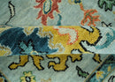 Hand Knotted Oushak Wool Area Rug - Aqua, Ivory, Gold and Rust Multi Size by The Rug Decor