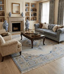 Hand Knotted Heriz Serapi Persian Area Rug 8x10 - Blue Beige Brown