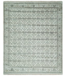 8x10 Hand Knotted Turkish Ivory and Silver Traditional Antique Persian Area Rug | TRDCP1120810S