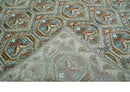 8x10 Hand Knotted Turkish Style Silver, Ivory and Rust Traditional Pile Area Rug, Repeat Design