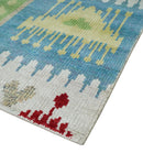 8x10 Hand Knotted White, Blue and Rust Modern Tribal Style Contemporary Recycled Silk Area Rug | OP45