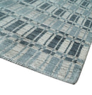 8x10 Hand Made Checkered Beige, Blue and Charcoal Scandinavian Blended Wool Flatwoven Area Rug | KE30