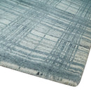 8x10 Hand Made Checkered Ivory and Blue Scandinavian Blended Wool Flatwoven Area Rug | KE21