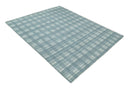 8x10 Hand Made Checkered Ivory and Blue Scandinavian Blended Wool Flatwoven Area Rug | KE21