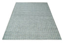 8x10 Hand Made Checkered Blue, Ivory and Brown Scandinavian Blended Wool Flatwoven Area Rug | KE40