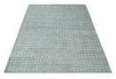 Wool Area Rug 8x10 - Scandinavian Checkered Blue Ivory Brown