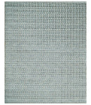8x10 Hand Made Checkered Blue, Ivory and Brown Scandinavian Blended Wool Flatwoven Area Rug | KE40