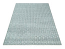 8x10 Hand Made Checkered Ivory, Teal and Gray Scandinavian Blended Wool Flatwoven Area Rug | KE18