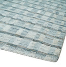 8x10 Hand Made Checkered Ivory, Teal and Gray Scandinavian Blended Wool Flatwoven Area Rug | KE18