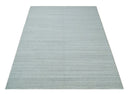 8x10 Hand Made Modern Trellis Ivory and Silver Scandinavian Blended Wool Flatwoven Area Rug | KE28