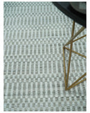 8x10 Hand Made Modern Trellis Ivory and Brown Scandinavian Blended Wool Flatwoven Area Rug | KE7
