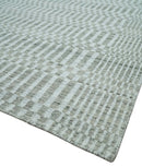 8x10 Hand Made Modern Trellis Ivory and Brown Scandinavian Blended Wool Flatwoven Area Rug | KE7