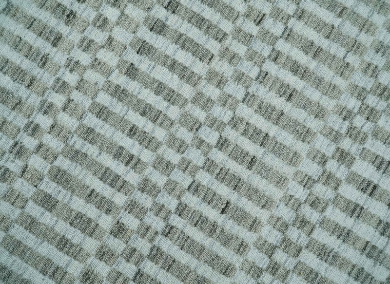 8x10 Hand Made Modern Trellis Ivory and Brown Scandinavian Blended Wool Flatwoven Area Rug | KE7