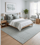 Handwoven Wool Ivory Brown Scandinavian Trellis Area Rug 8x10
