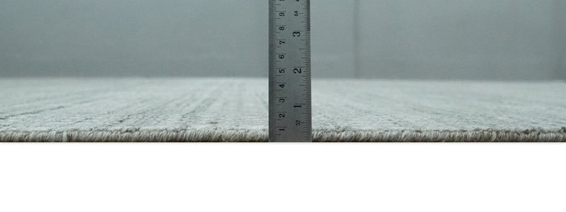 8x10 Hand Made Shaded Scandinavian Beige and Gray Blended Wool Flatwoven Area Rug | KE10