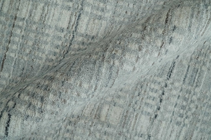 8x10 Hand Made Shaded Scandinavian Beige and Gray Blended Wool Flatwoven Area Rug | KE10