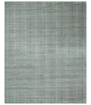8x10 Hand Made Shaded Scandinavian Beige and Gray Blended Wool Flatwoven Area Rug | KE10