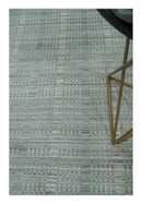 8x10 Hand Made Shaded Scandinavian Beige and Gray Blended Wool Flatwoven Area Rug | KE10