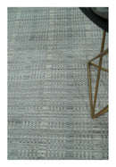 Beige and Gray Hand Made Blended Wool Flatwoven Area Rug 8x10 Scandinavian Style