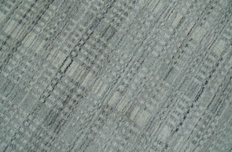 8x10 Hand Made Shaded Scandinavian Beige and Gray Blended Wool Flatwoven Area Rug | KE10