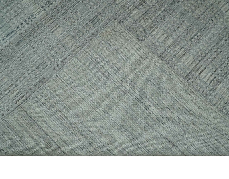 8x10 Hand Made Shaded Scandinavian Beige and Gray Blended Wool Flatwoven Area Rug | KE10