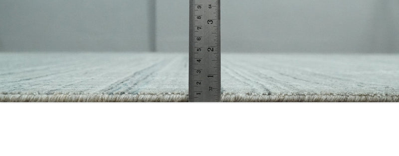 8x10 Hand Made Shaded Scandinavian White, Camel and Gray Blended Wool Flatwoven Area Rug | KE25