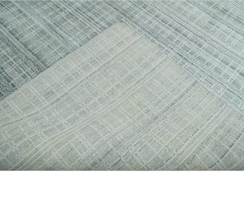 8x10 Hand Made Shaded Scandinavian White, Camel and Gray Blended Wool Flatwoven Area Rug | KE25