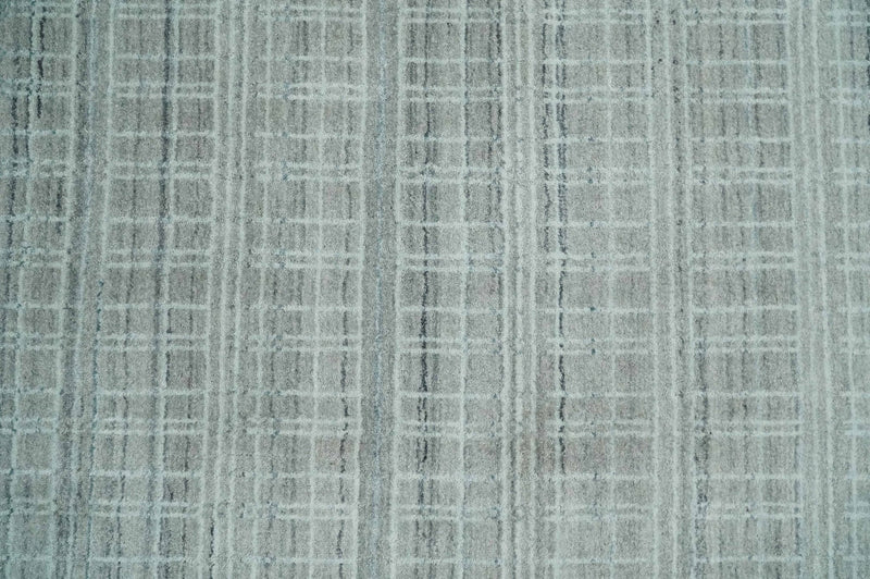 8x10 Hand Made Shaded Scandinavian White, Camel and Gray Blended Wool Flatwoven Area Rug | KE25