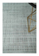 8x10 Hand Made Shaded Scandinavian White, Camel and Gray Blended Wool Flatwoven Area Rug | KE25