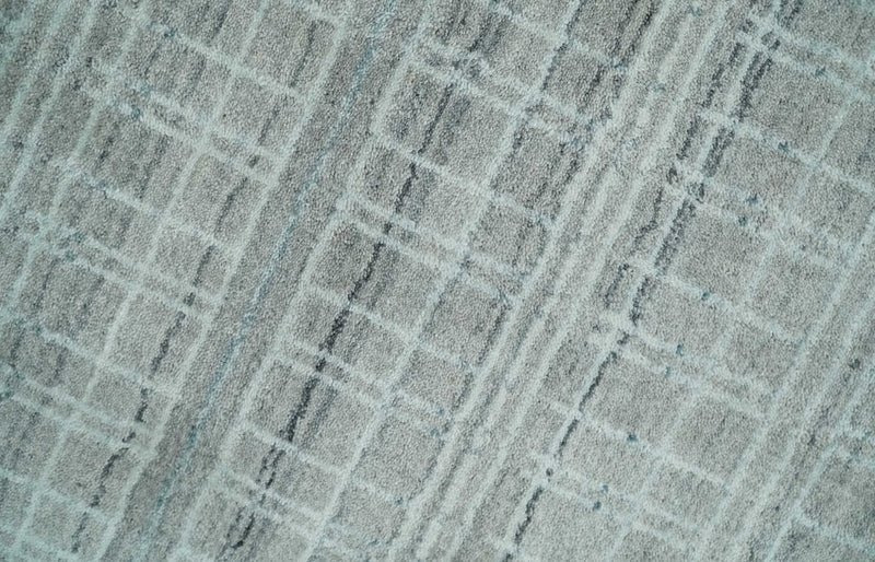 8x10 Hand Made Shaded Scandinavian White, Camel and Gray Blended Wool Flatwoven Area Rug | KE25