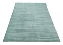 8x10 Hand Made Silver and Teal Solid Scandinavian Blended Wool Flatwoven Area Rug | KE27