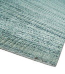 8x10 Hand Made Silver and Teal Solid Scandinavian Blended Wool Flatwoven Area Rug | KE27